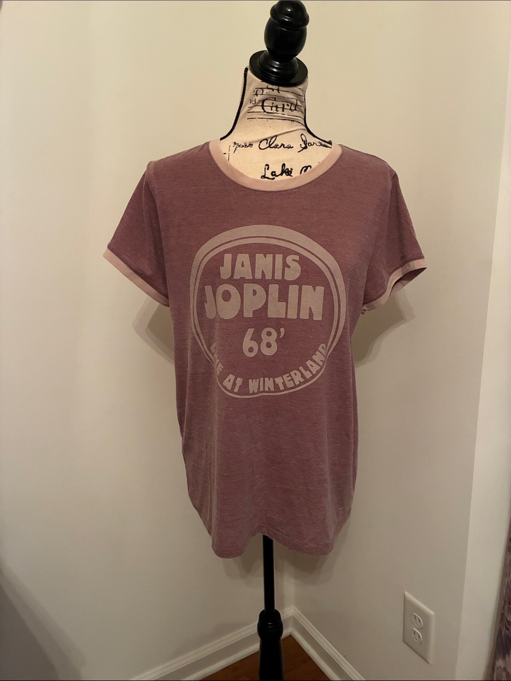 Lucky Brand Janis Joplin Graphic Tee in Dusty Mauve and Lavender